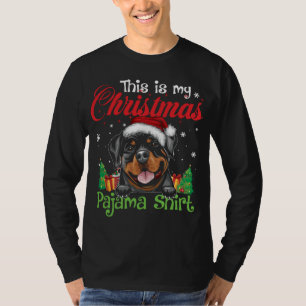 T-shirt Pijama de Noël Rottweiler Drôle Amusant Amant Chie