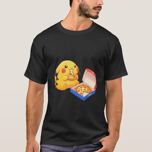 T-shirt Pikachu amateur de pizza  (Devant)