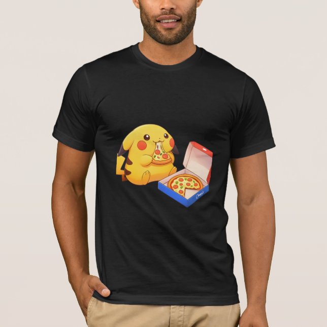 T-shirt Pikachu amoureux de pizza  (Devant)