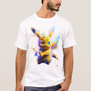 T-shirt Pikachu Décharge Électrique - Néon Hyper-Réaliste 