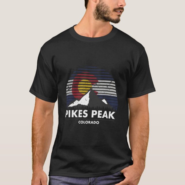 T-shirt Pikes Peak Colorado Flag Mountain Adventure (Devant)