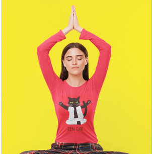 T-shirt Pilates de méditation de yoga de chat Zen
