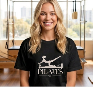 T-shirt Pilates Reformer Rose Pâle Graphique