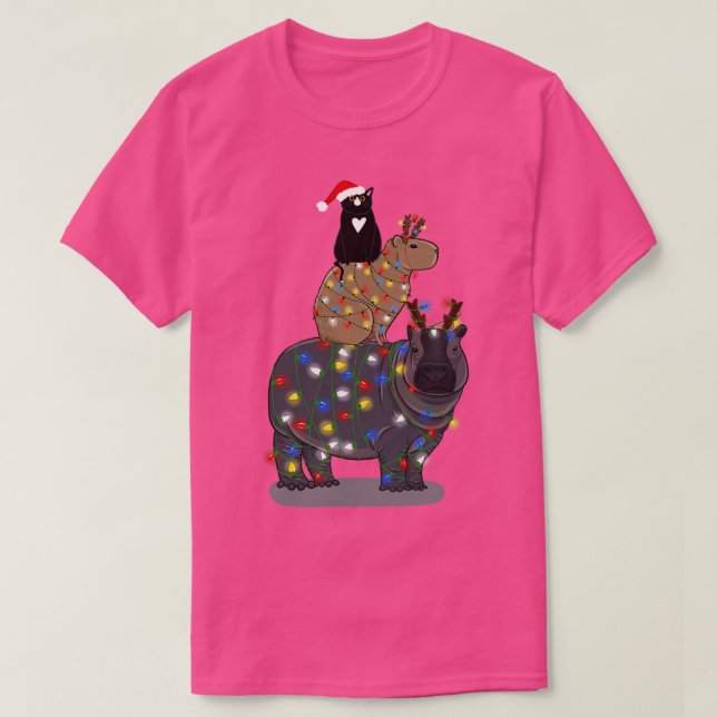 T-shirt Pile d'animaux de Noël (Design devant)