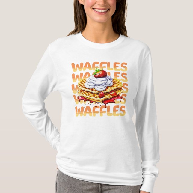 T-shirt Pile de gaufres recouverte de fraises (Devant)