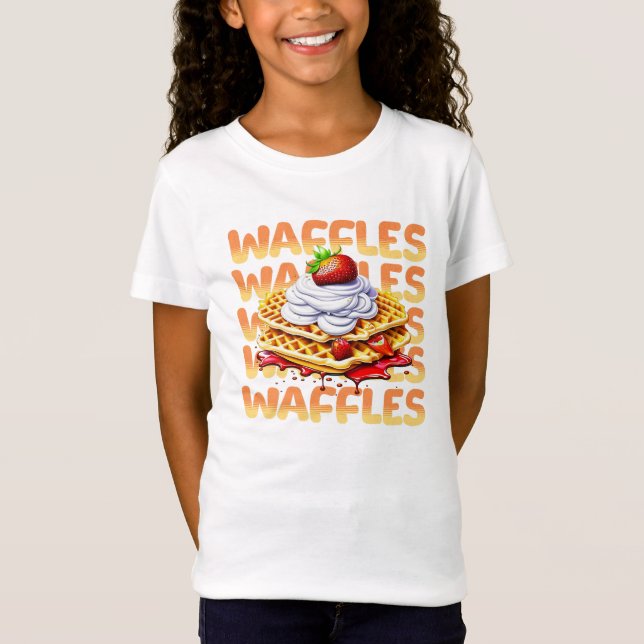 T-Shirt Pile de gaufres recouvertes de fraises (Devant)
