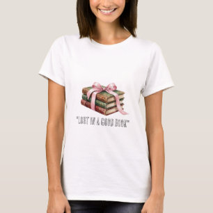 T-shirt Pile de livres anciens avec nœud ruban rose - Somb