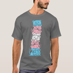 T-shirt Pile transgenre de chat jote Trans Pride drapeau L