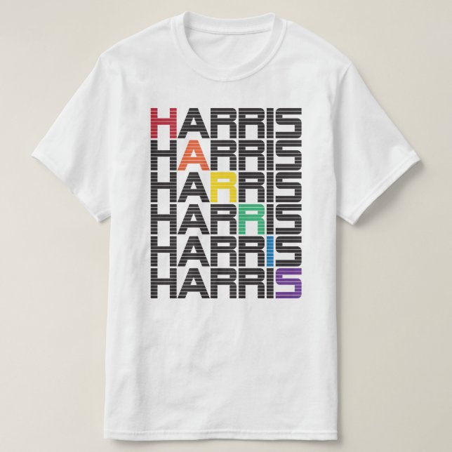 T-shirt Piles des textes d'arc-en-ciel de Harris (Design devant)