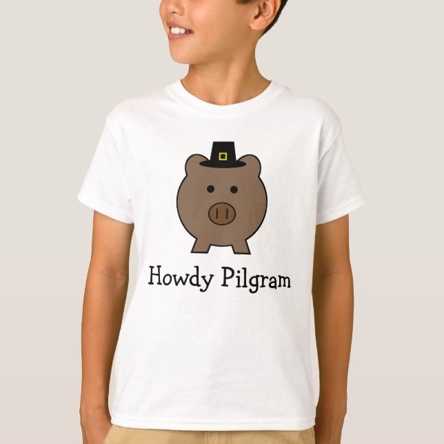 T-shirt Pilgram Roy Pig ~ Thankesgiving (Devant)