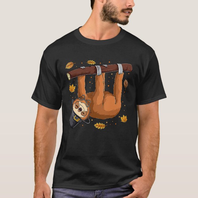 T-shirt Pilgrim Sloth  Toddler Boys Kids Happy Thanksgivin (Devant)