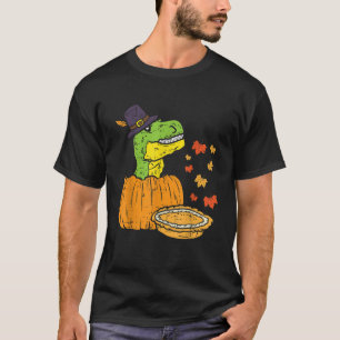 T-shirt Pilgrim Trex Dinosaur Citrouille Pie Thanksgiving
