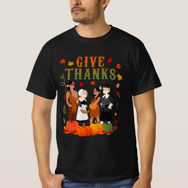 T-shirt Pilgrims and Natives American Indian Thanksgiving (Devant)