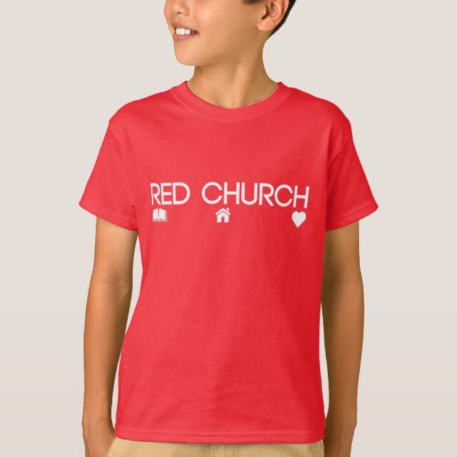 T-shirt Piliers de l'Église rouge trois (Enfants) (Devant)