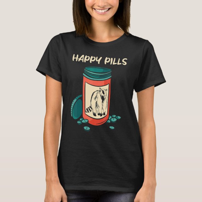 T-shirt Pills joyeux de Cute Raccoon (Devant)