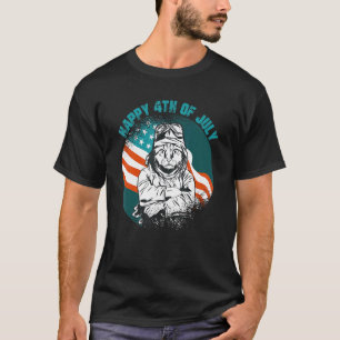 T-shirt Pilote Américain Chat Célébrant la Fête de l'Indép