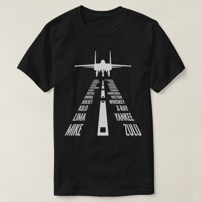 T-shirt Pilote d'aigle volant F15 atterrissant Alphabet ph (Design devant)