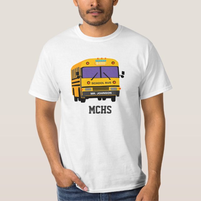 T-shirt Pilote d'autobus scolaire 5 étoiles personnalisé (Devant)