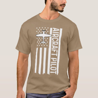 T-shirt Pilote d'avion Aviation Drapeau Américain Plane am