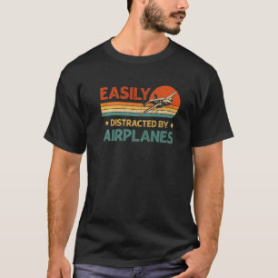 T-shirt Pilote D'Avion Vintage Rétro Facilement Distrait P