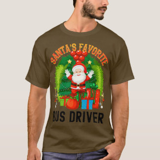 T-shirt Pilote de bus favori de Santas Mondes de conduite