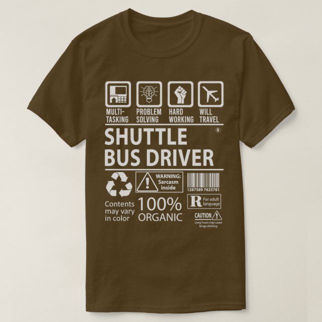 T-shirt Pilote de bus navette MultiTasking Certified Job G (Design devant)