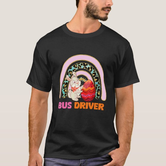 T-shirt Pilote de bus Rainbow Easter Bunny (Devant)