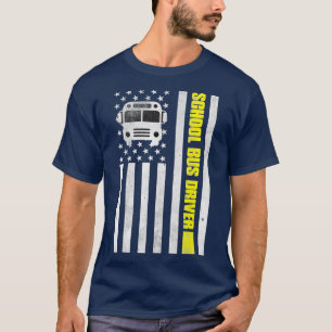 T-shirt Pilote de bus scolaire American Flag Shirt School