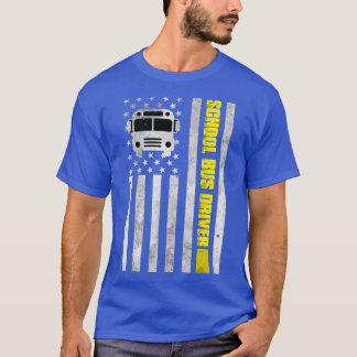 T-shirt Pilote de bus scolaire American Flag Shirt School 