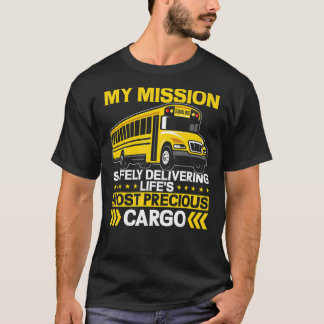 T-shirt Pilote de bus scolaire jaune Ma mission assure une