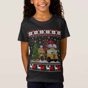 T-Shirt Pilote de bus scolaire Reindee Santa Hat Ugly Chri
