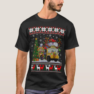 T-shirt Pilote de bus scolaire Reindee Santa Hat Ugly Chri