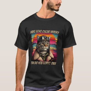 T-shirt Pilote de chat rétro Mike Echo Oscar Whisky M E O 