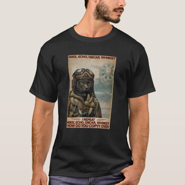 T-shirt Pilote de chats Mike Echo Oscar Whiskey Comment vo (Devant)