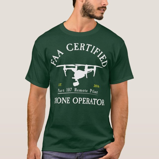 T-shirt Pilote de drone certifié FAA (Devant)