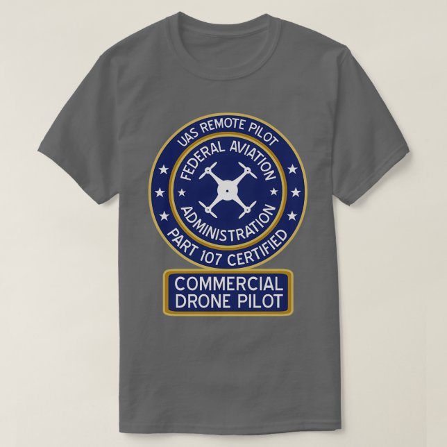 T-shirt pilote de drone commercial FAA (Design devant)