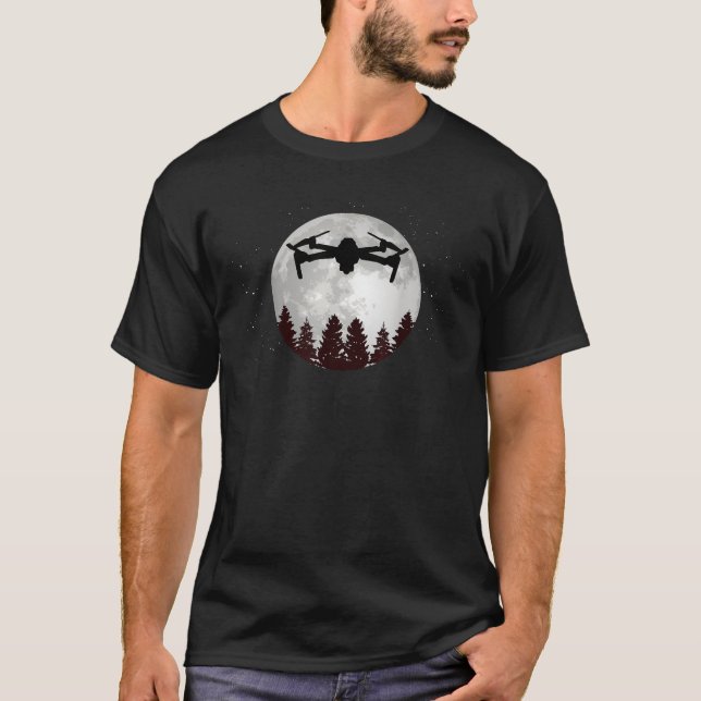 T-shirt Pilote de drone pleine lune drôle FPV drone Quadco (Devant)