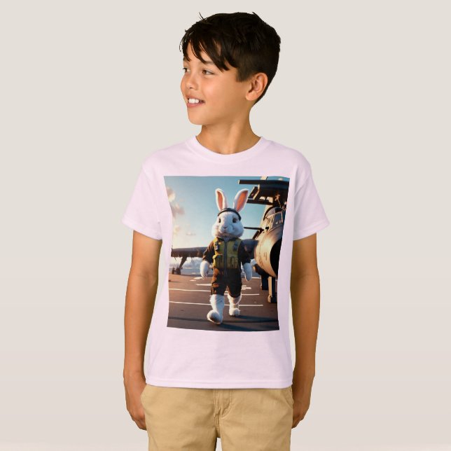 T-shirt Pilote de lapin à bouffée (Devant entier)