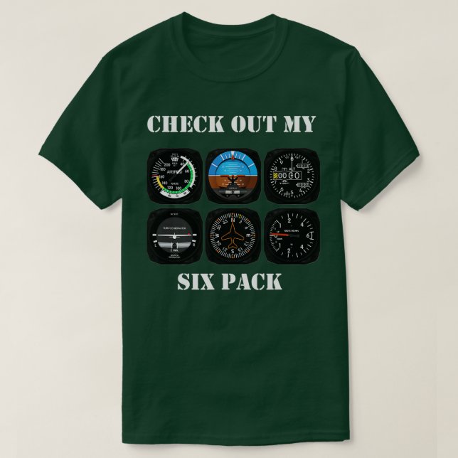 T-shirt Pilote de l'aviation Découvrez Mon six pack de vol (Design devant)