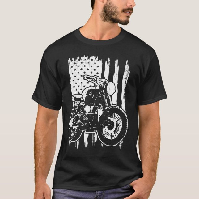 T-shirt Pilote de moto Distorsion Américaine (Devant)