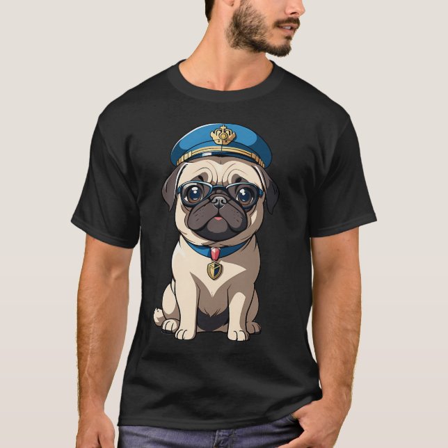 T-shirt Pilote de Pug (Devant)