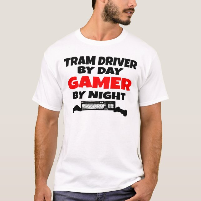 T-shirt Pilote de Tram Gamer (Devant)