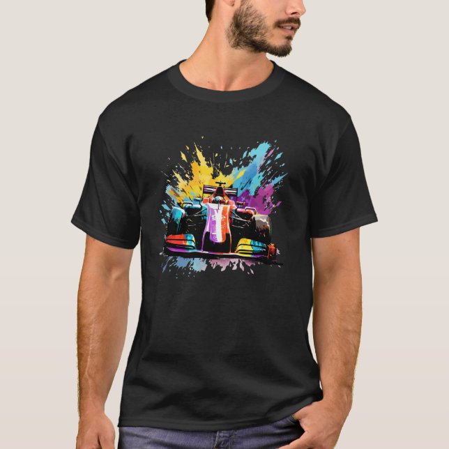 T-shirt Pilote de voiture de course Splash Art Formule Un  (Devant)