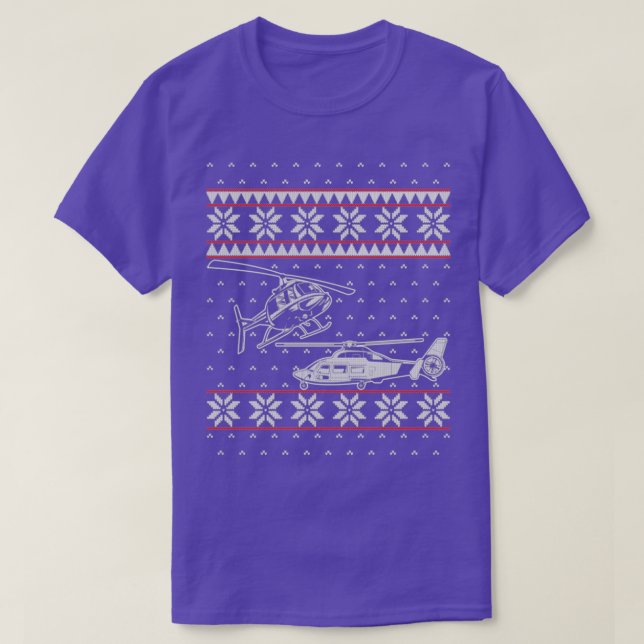 T-shirt Pilote d'hélicoptère Ugly Christmas Sweater  (Design devant)