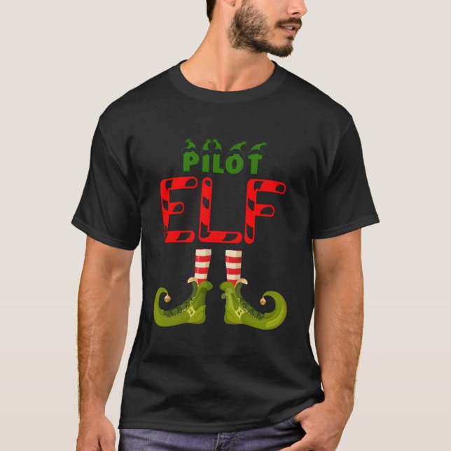 T-shirt Pilote Elf Funny Group Correspondant Pajamas Famil (Devant)