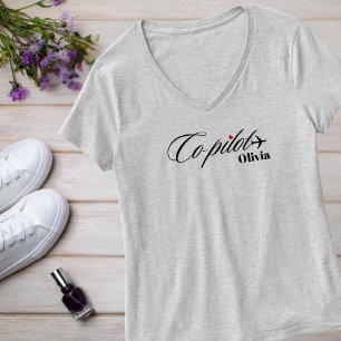 T-shirt Pilote et copilote personnalisés pour couple