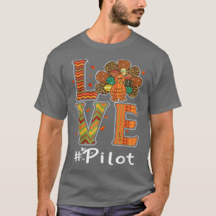 T-shirt Pilote Love Thanksgiving Leopard Turquie automne