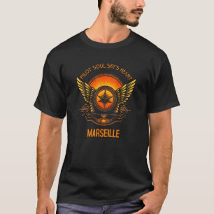 T-shirt Pilote Soul Sky s Heart Marseille Skyline Design