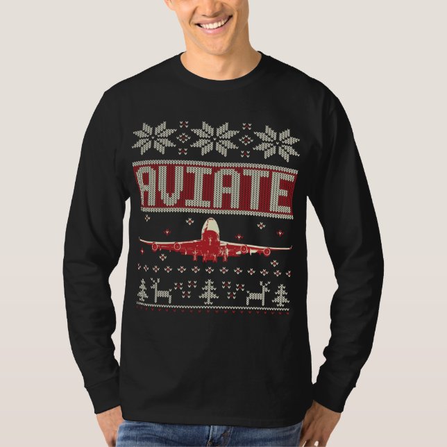 T-shirt Pilote Vilain Chandail de Noël (Devant)