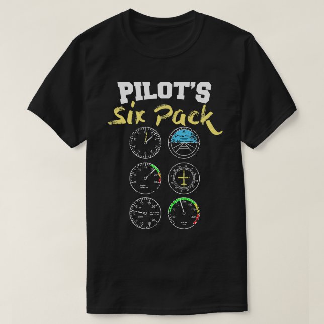 T-shirt Pilotes Six Pack avec instruments à cockpit (Design devant)